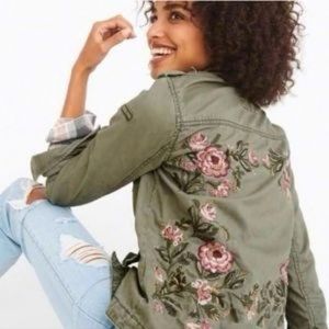 Abercrombie Embroidered Green Utility Jacket